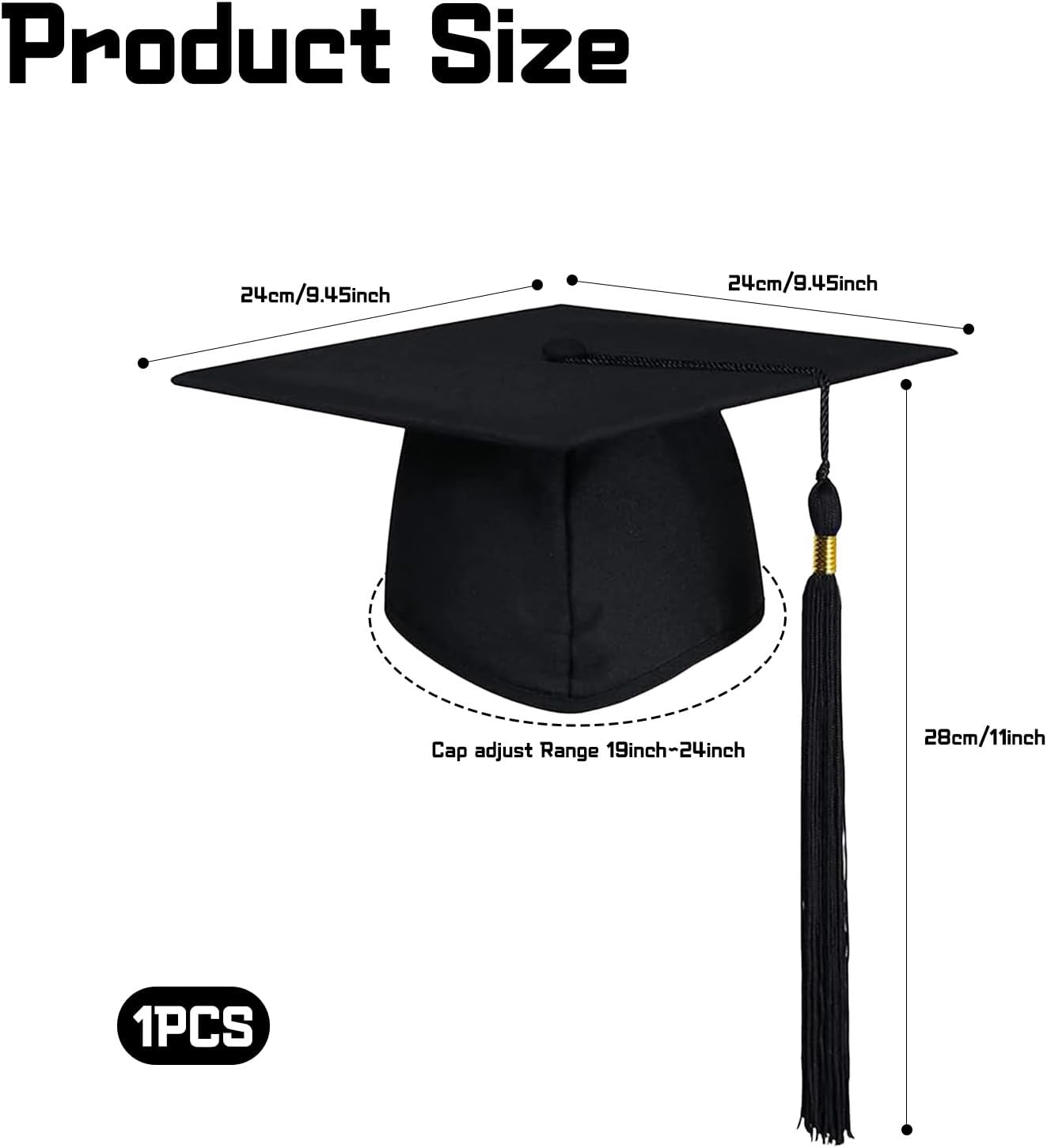 HDBHBH 1 Pcs Graduation Cap with Tassel - Unisex Grad Hat for Adults High School and Bachelor | Graduation Accessories for Photo Props Black image number 6