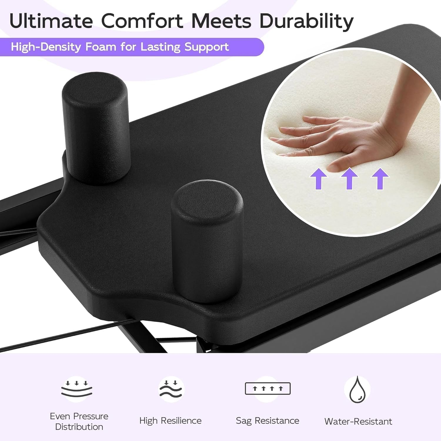 PTEROMYS Pilates Reformer, Foldable Reformer Pilates Machine & Equipment for Home Use and Gym Workout, Suitable for Advanced and Beginners Users, up to 400 Lbs Weight Capacity - Black image number 2