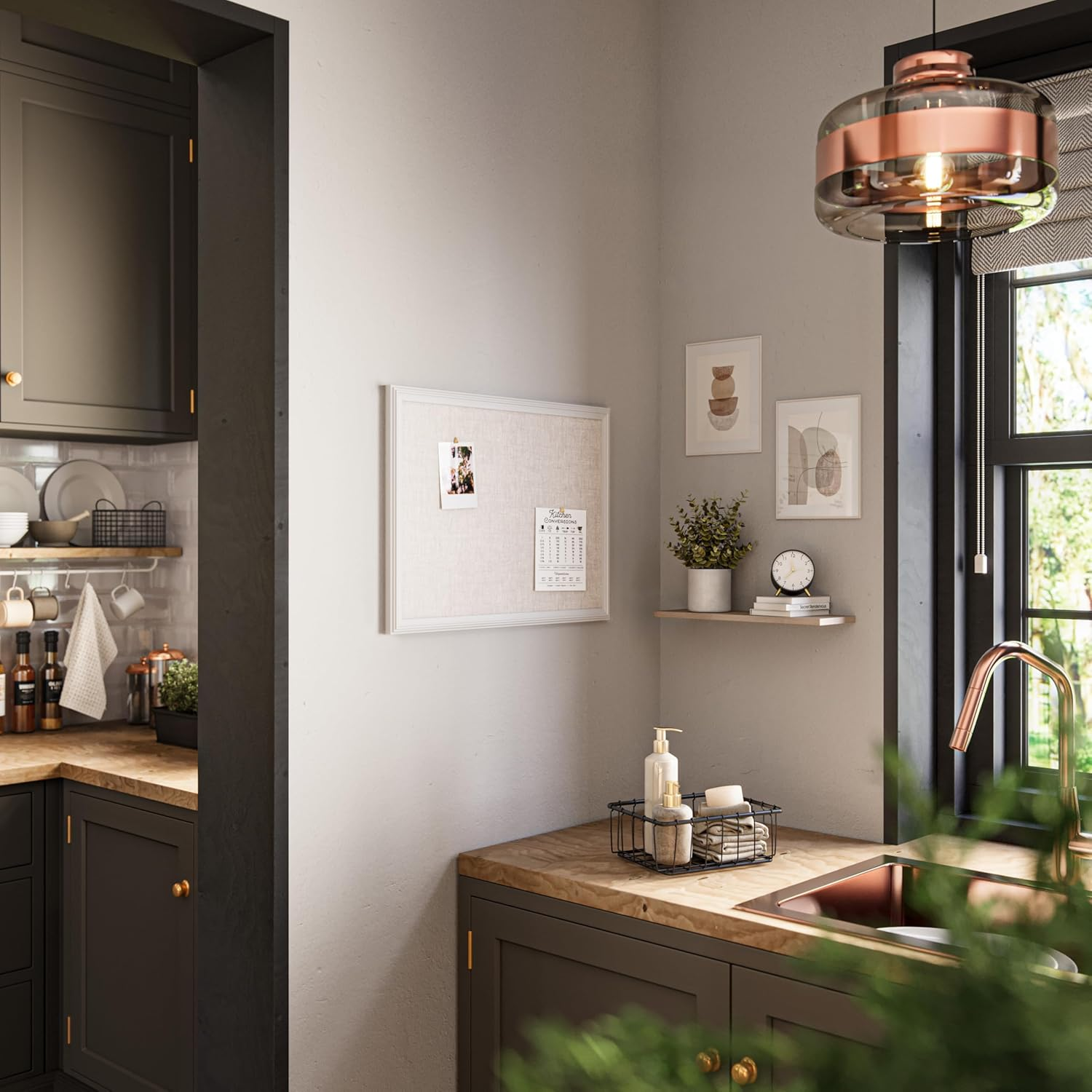 U Brands Linen Cork Bulletin Board with White Wood Frame, 17 X 23 Inch Size image number 4