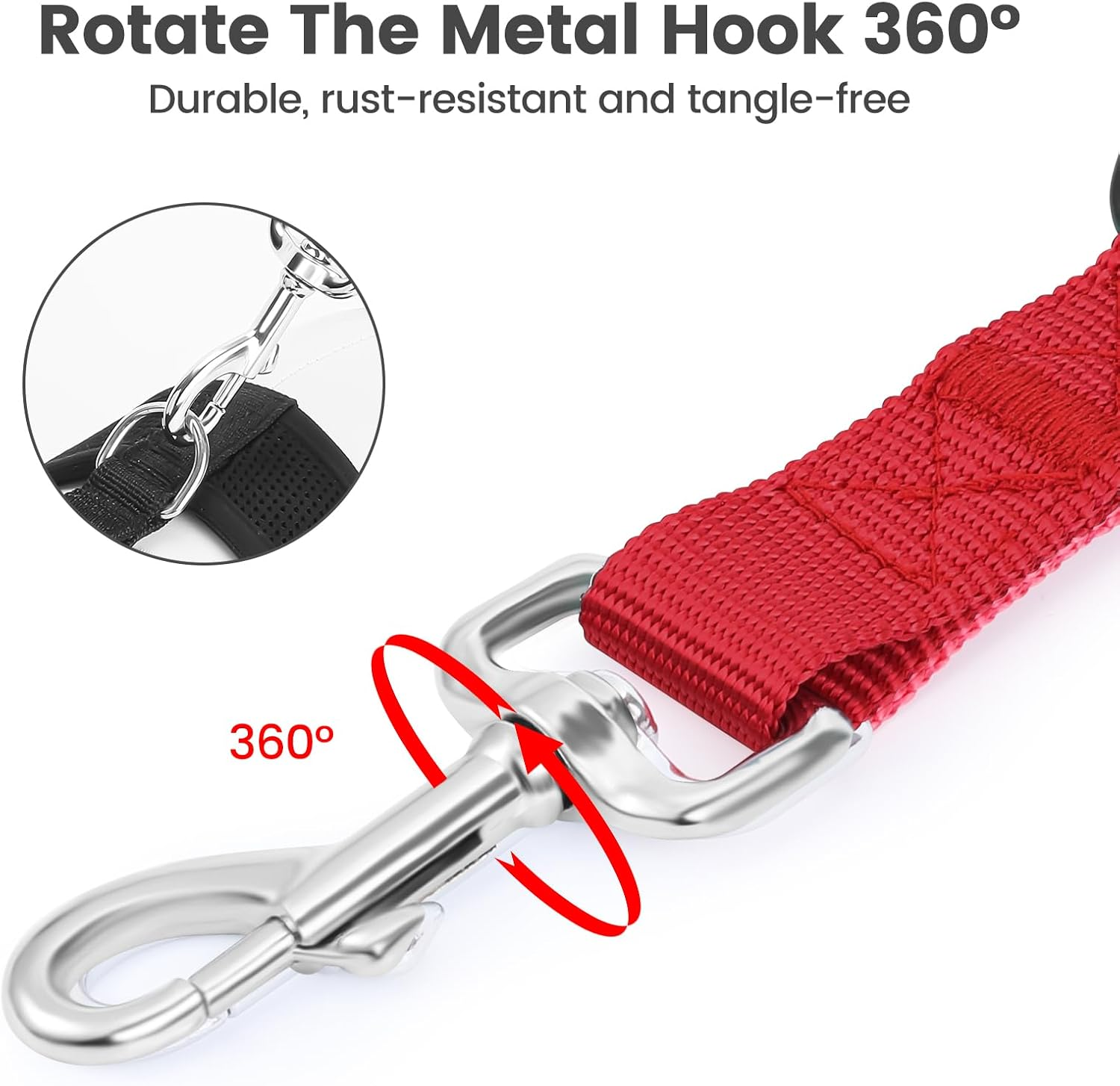 PETTOM Short Dog Lead for Large Dogs Soft Padded Handle Strong Dog Leads Easy Control Nylon Pet Walking Training Leads Handle (Red M) - Red L image number 7