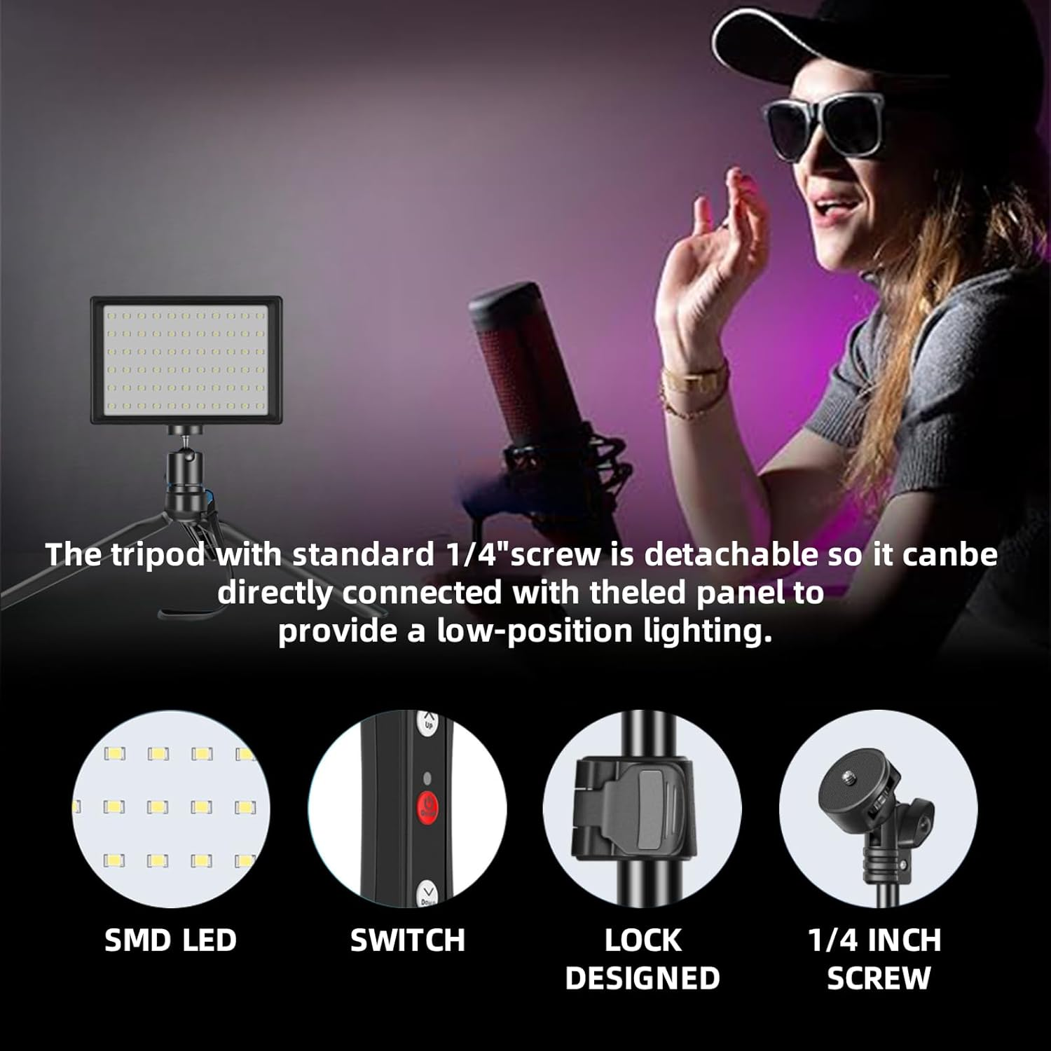 2 Pack Photography Video Lighting Kit, LED Studio Light, Led Video Light Panel Dimmable Portable Photography Light with Adjustable Tripod Stand for Video Recording, Game Streaming & Color Filter image number 3