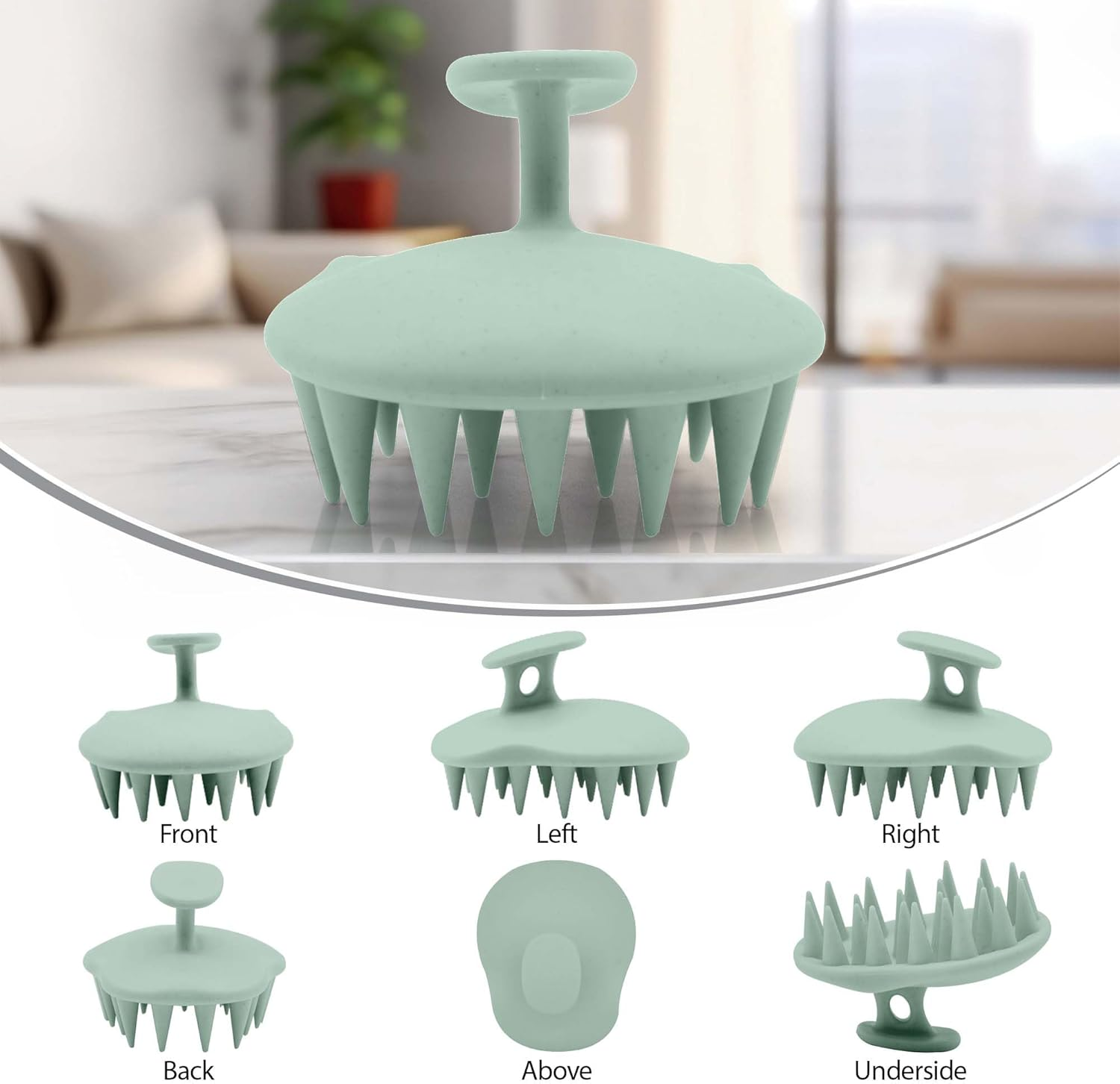 Fiora Naturals Scalp Massager Shampoo Brush - Silicon Scalp Scrubber & Exfoliator for Dandruff Removal and Hair Growth, Wet & Dry Hair, Men, Women, Kids - BPA Free - Marine image number 5