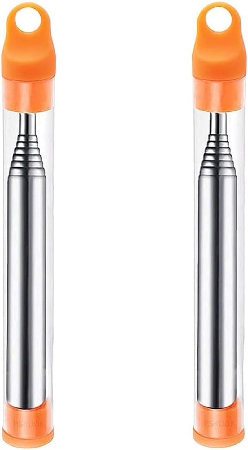 2 PCS Stainless Steel Collapsible Fire Blower Tube, Orange, Fireplace, Barbecues, Campfire
