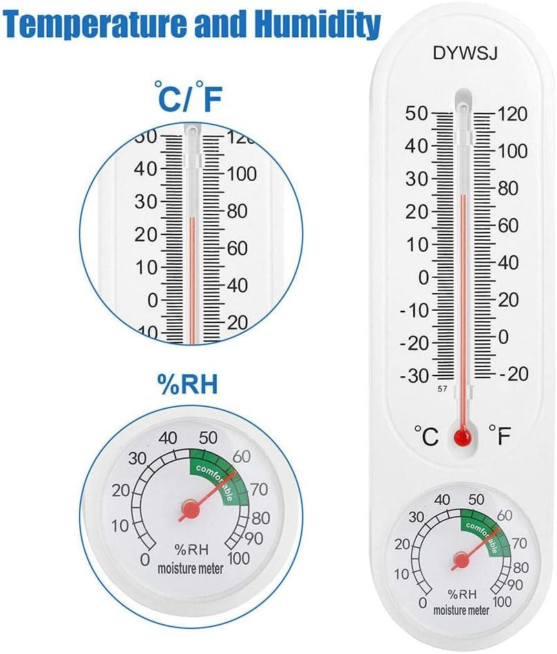 Thermometer Indoor with Humidity, Outdoor/Indoor Wall-Mounted Thermometer Hygrometer with Celsius/Fahrenheit for Patio Cellar Garden Greenhouse