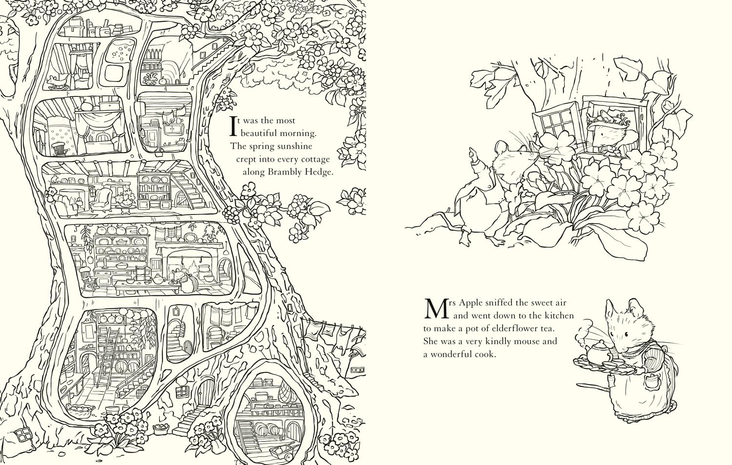 Brambly Hedge Nature Colouring Book: Enter the Cosy World of Brambly Hedge with This Perfect Colouring Book for Relaxation for All Ages image number 3