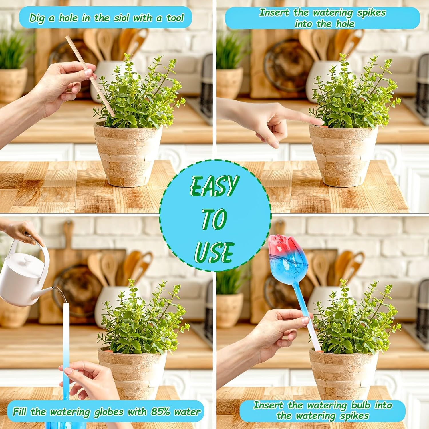 Tulip-Shaped Glass Watering Globes for Indoor Outdoor Plants, Self Watering Devices 21.5Cm Long, Automatic Irrigation Spikes for Potted Plants image number 1