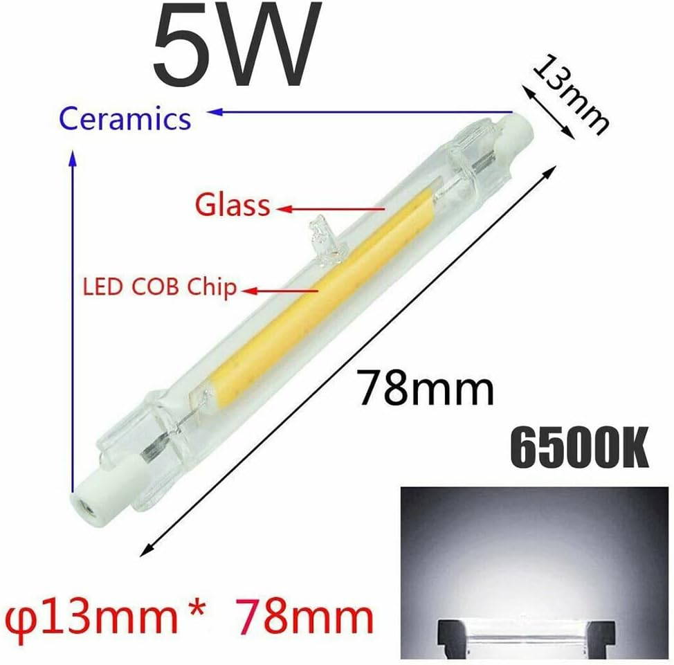 AU R7S 78Mm COB Replacement for Halogen Lamp Corn Bulb Light LED Flood Light (5W 6500K-Cold White) image number 1