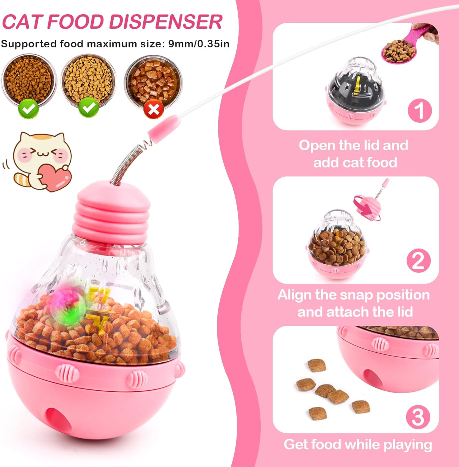 LWMTT Interactive Cat Toy Cat Balls 3 in 1 Automatic Intelligence Toy Kitten Wand Cat Toy Self-Employment for Slow Feeding Training image number 4