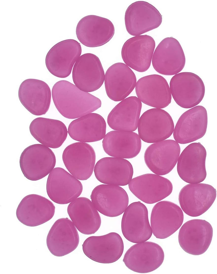 Qeesio 100Pcs Glow Pebbles Glow in the Dark Decorative Stones Rocks for Garden Path Walkway Yard Fish Tank, Watermelon Red image number 1