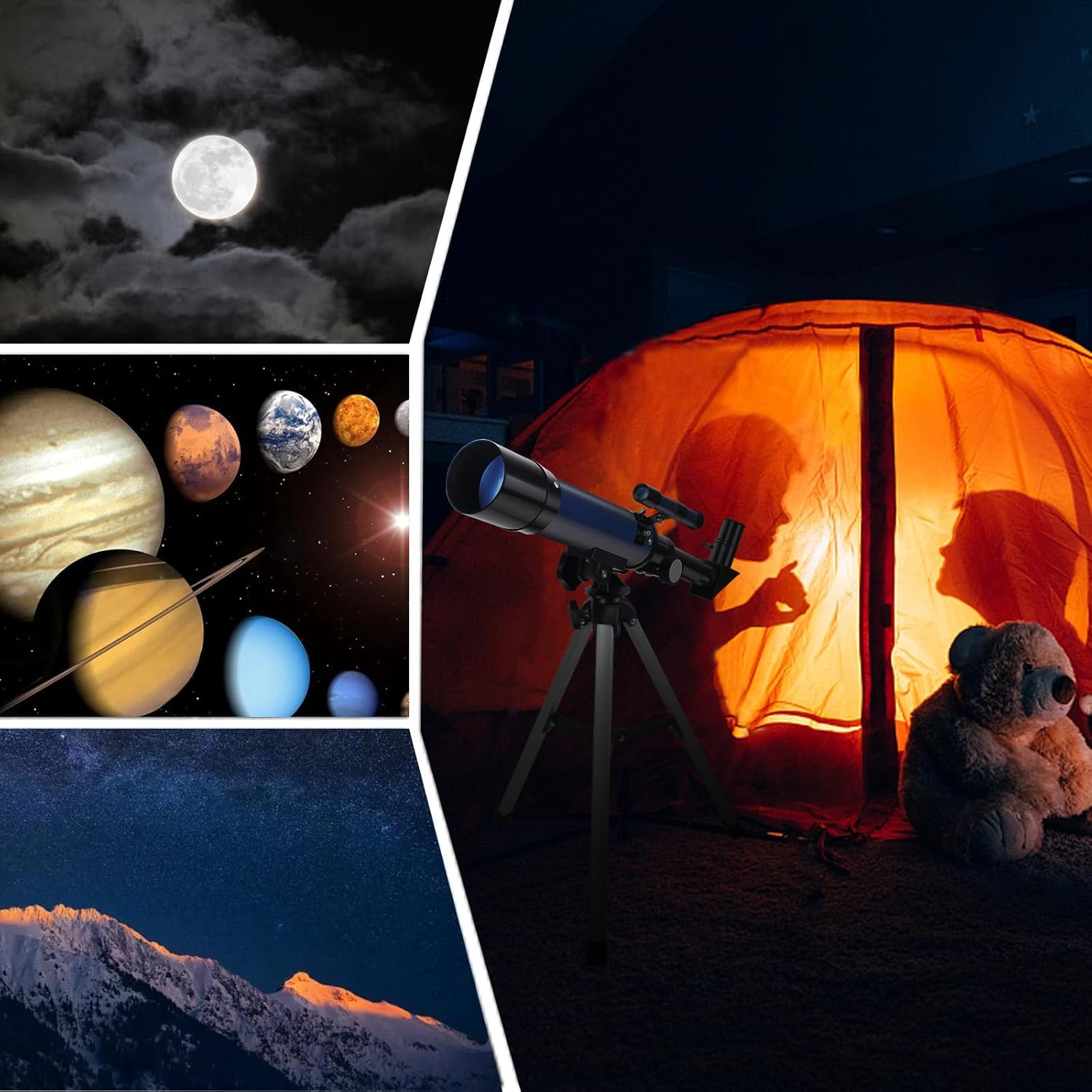 Telescope, Telescopes for Kids Beginners, 50Mm Aperture 360Mm Astronomical Refractor Telescope with 3 Eyepieces and Tripod Portable Scope for Adult Children (Blue) image number 5