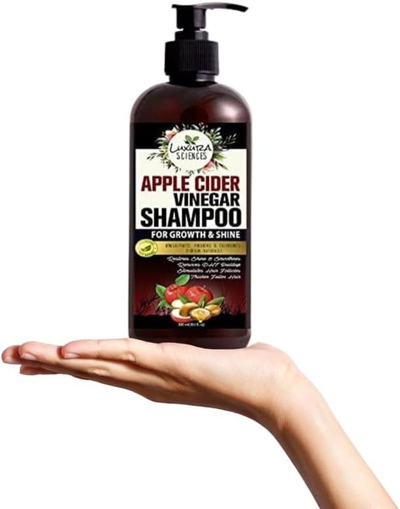 Luxura Sciences Apple Cider Vinegar Shampoo 300ML,SLS Sulfate Free Organic - Best for Damaged, Dry, Curly or Frizzy Hair - Thickening for Fine/Thin Hair, Safe for Color and Keratin Treated Hair image number 3