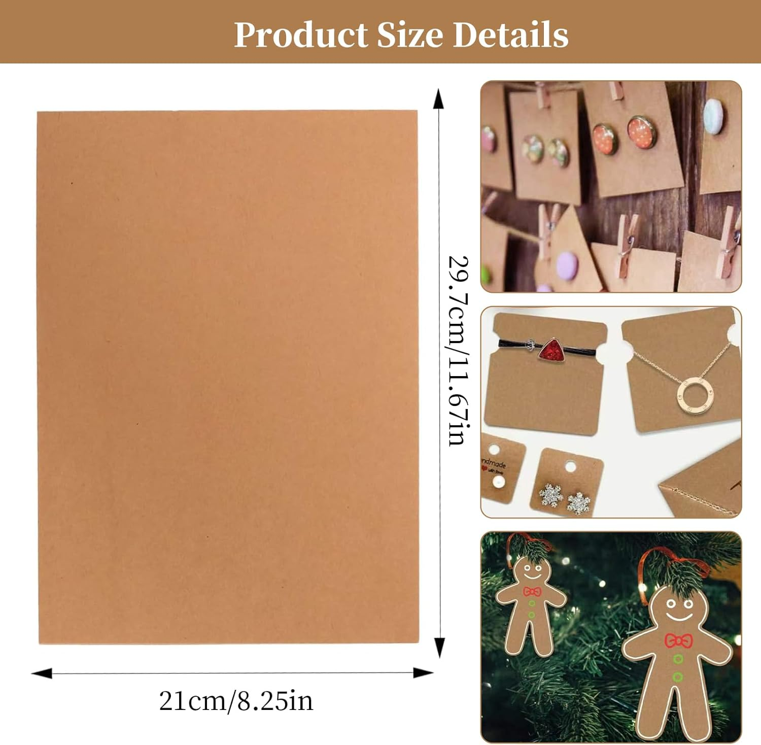 Kraft Cardstocks, A4 Art Cover Paper for DIY Project Crafts Cardstock Paper, Thick 250Gsm Cardstock for Printing Drawing Invitation Making, Cardstock Compatible with Laser & Inkjet Printer (30 Sheets) image number 1