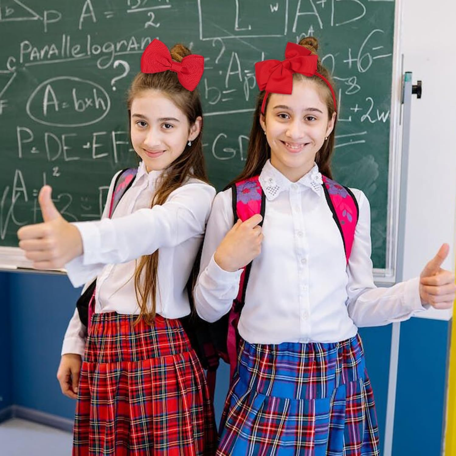 45Pcs Red School Girls Hair Accessories Kit Red Bow Headband Hair Clips Ponytail Holder Bow Hair Barrettes,Hair Accessories for Girl Birthday Gift - Blue image number 3