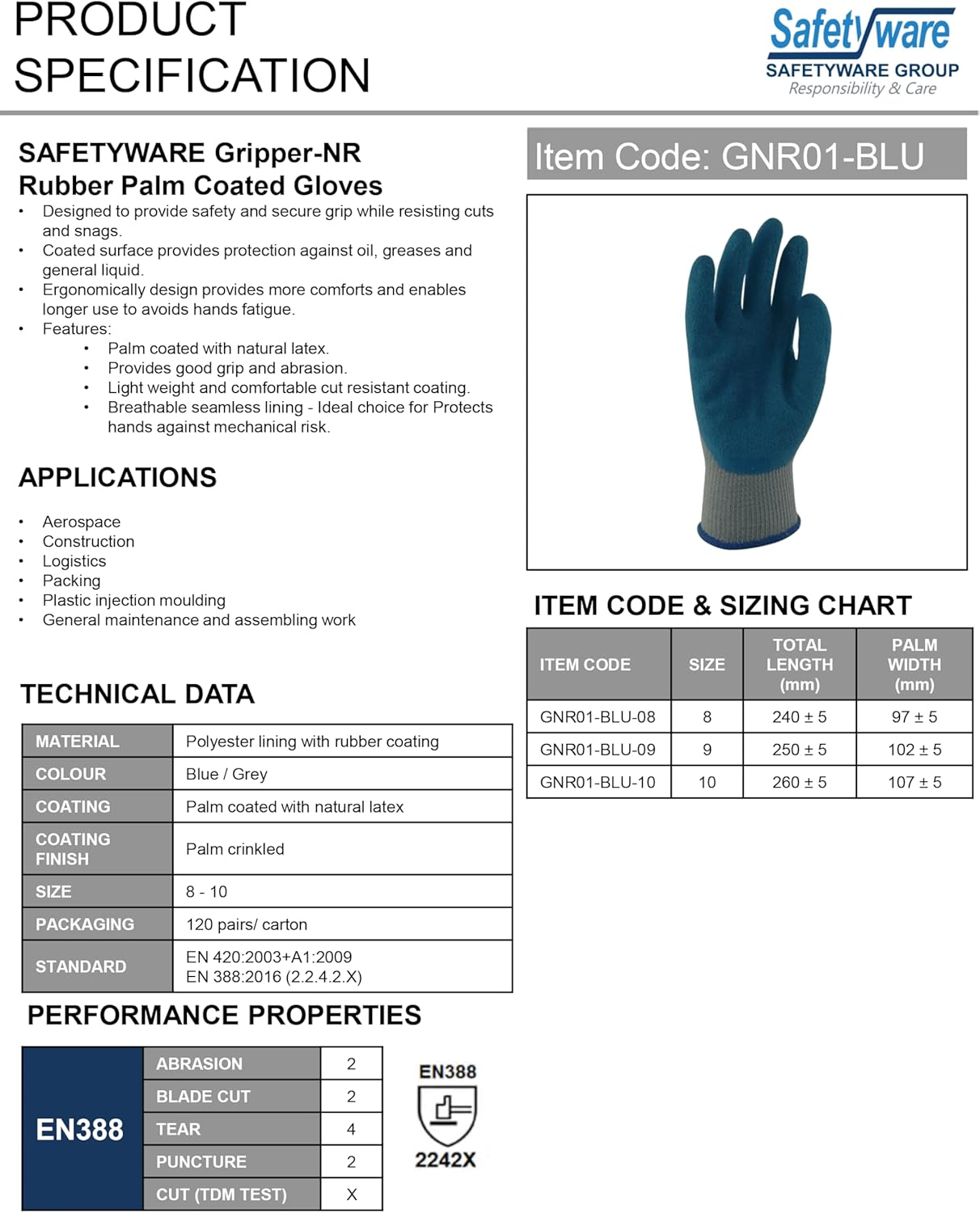 2 Pair Safetyware Gripper Rubber Palm Cut Oil Resistant Proof Safety Work Gloves for Gardening Mechanic Construction General Purpose image number 6