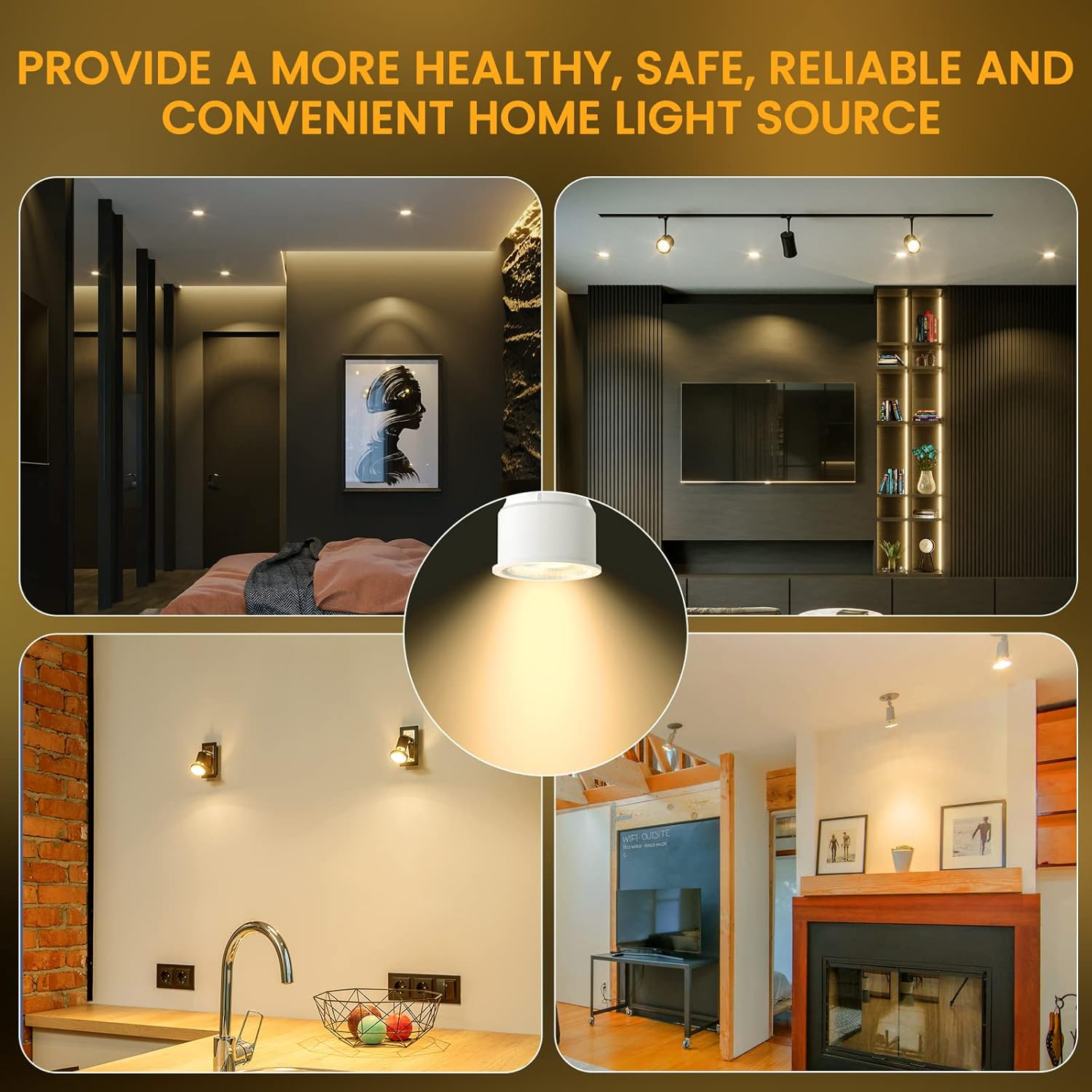 Luxvista GU10 Long Neck LED Bulbs, 9W Warm White 3000K Non-Dimmable, 8-Pack, Equivalent to 75W Halogen Reflector Bulbs image number 1