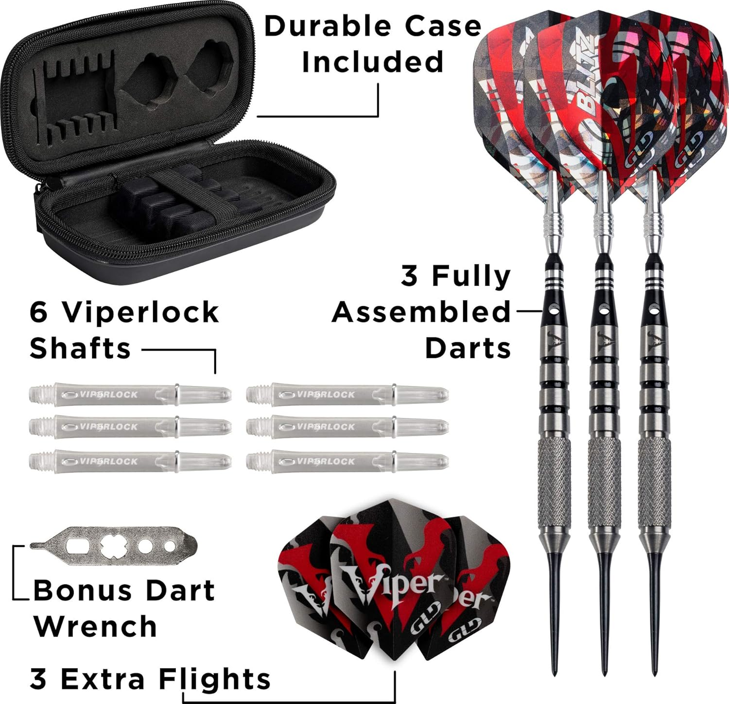 Viper Blitz 95% Tungsten Steel Tip Darts with Storage/Travel Case image number 6