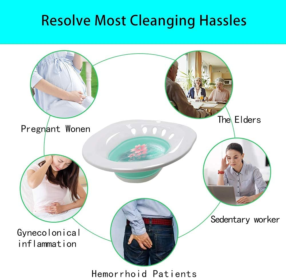 Sitz Bath for Toilet Portable Sitz Bath Basin for Hemorrhoids Treatment Postpartum Care Pregnant Women Perineal Episiotomy Soak Relief and Elderly Fits Standard Toilets and Commode Chair image number 1