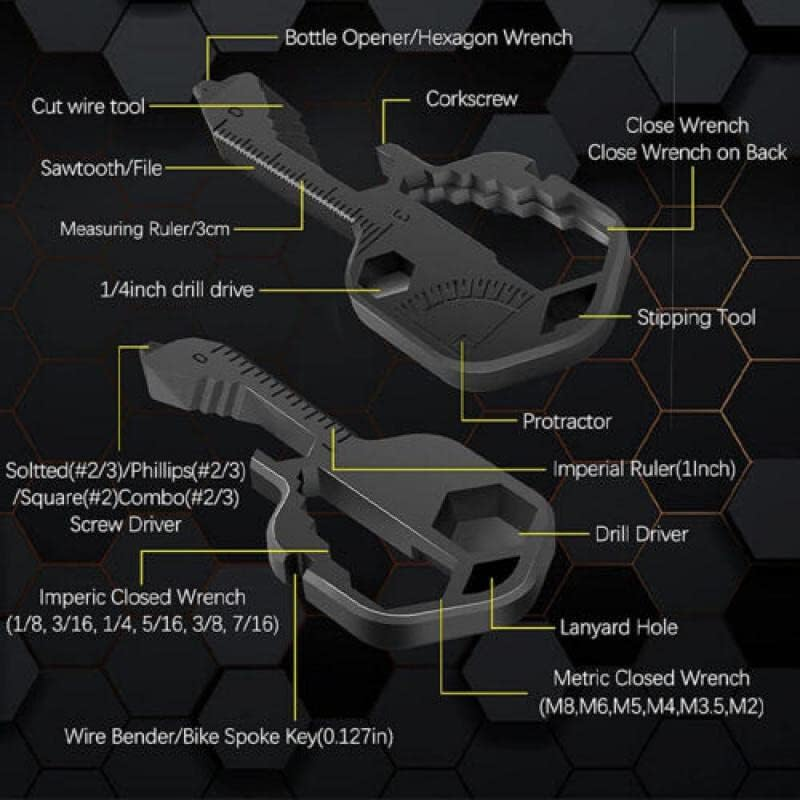 24 in 1 Key Shaped Pocket Tool, Multi-Tool Key Shaped Pocket Keychain Bottle Opener Wrench Ruler Tools for Drill Drive, Screwdriver, File, Bottle Opener, Wrench, Ruler, Wrench, Stripping image number 4