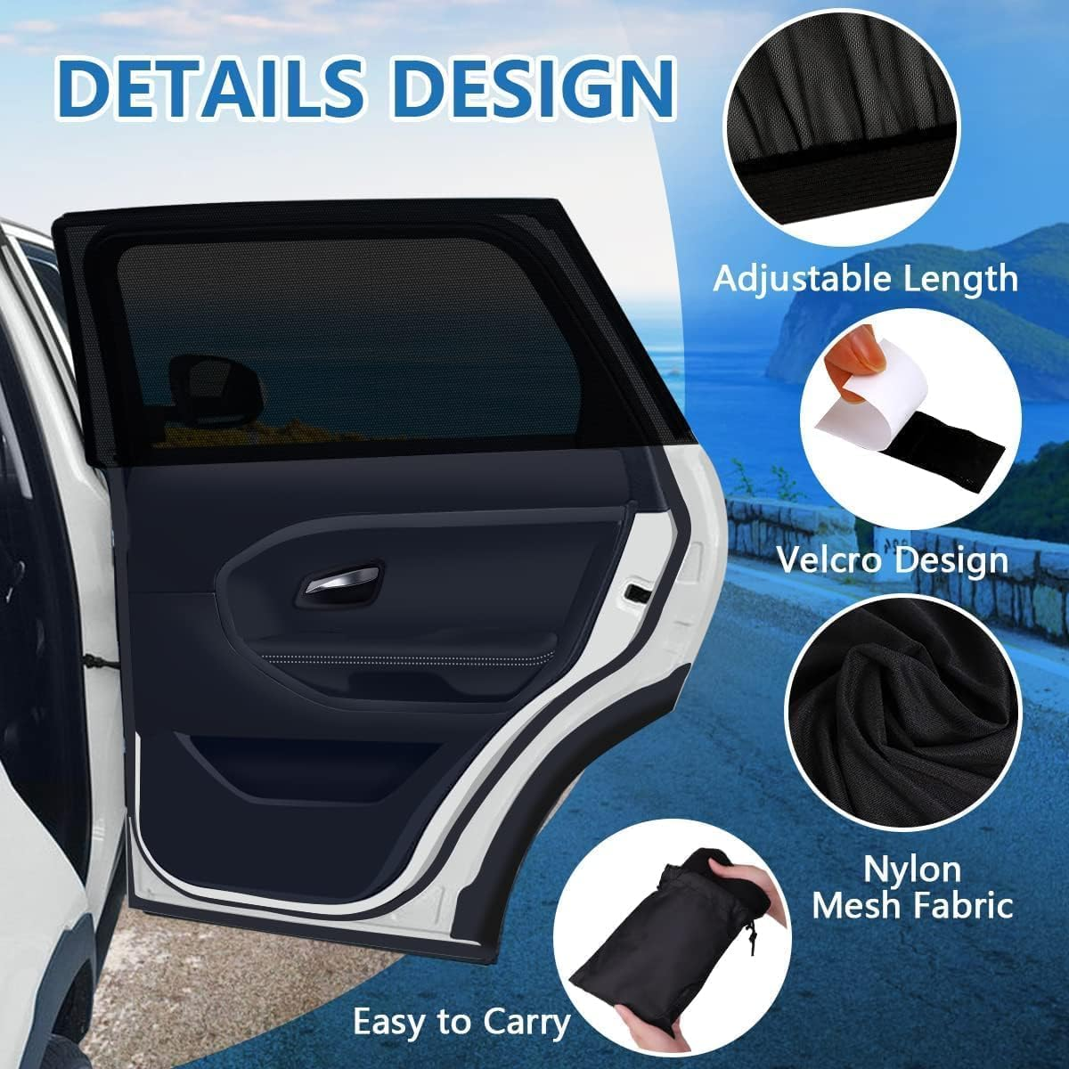 2 Pack Car Window Covers,Universal Fit for Sun Glare, UV Protection for Family-Friendly Design image number 2