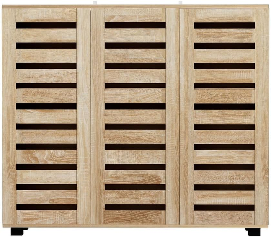 Artiss Shoe Cabinet, 30 Pairs Wooden Storage Rack Cabinets Bench Box Drawers Organiser Shoes Shelf Drawer, Cupboard Hallway Home Decor Bedroom Furniture Display Wardrobe Sturdy Construction image number 1