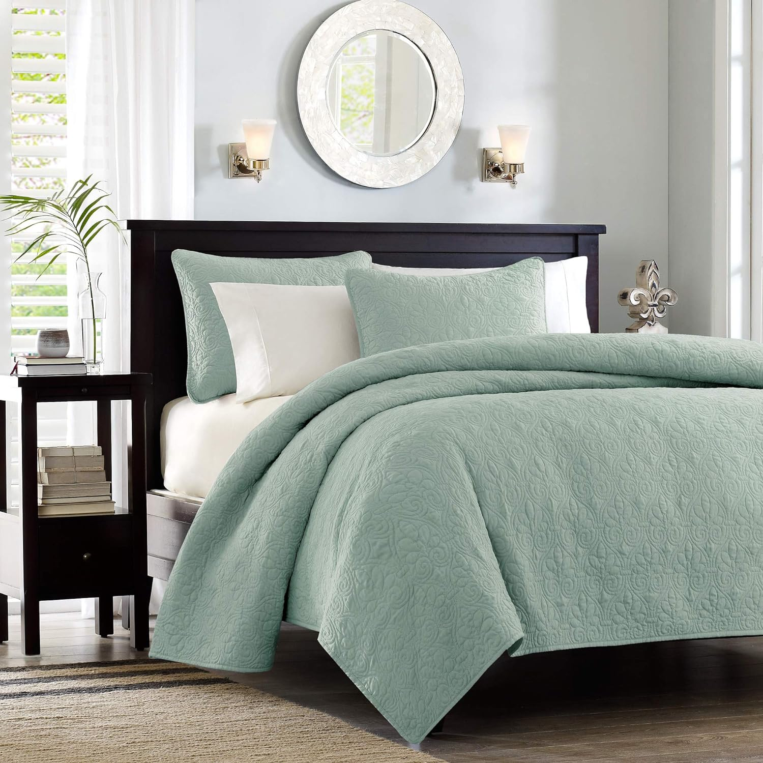 Madison Park Quebec 3 Piece Coverlet Set, King, Seafoam