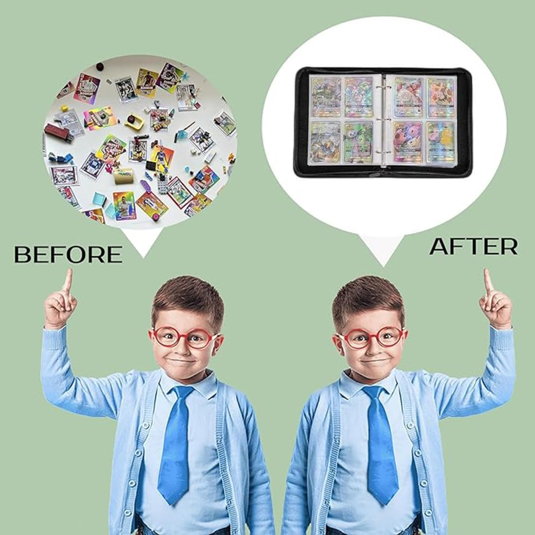 Soccer Card Binder, 400 Pockets Game Card Collection Album Book, Portable Soccer Cards Holder Trading Cards Binder Collector Album with 50 Removable Sheets for Boys Girls image number 1