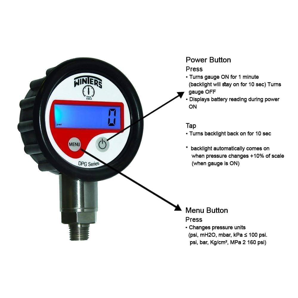 Digital Pressure Indicator (Range: 0 to 700 Bar / 0 to 10000 Psi) with 1/4" NPT | High Accuracy Tire Meter, Water Pressure Tester, Hydraulic Monitor | Chemical Industries, Oil & Gases | Model: DPG image number 3