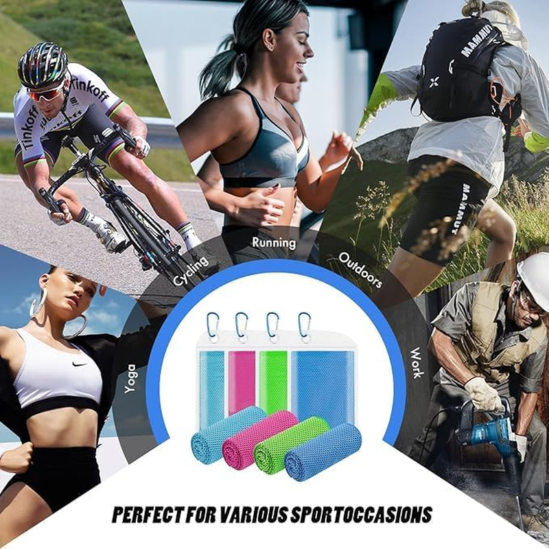 4 Pack Cooling Towels (40"X12"), Cooling Towels for Neck and Face, Gym Towel for Working Out, Soft Breathable Microfiber Ice Towel for Yoga Sport Running Golf image number 4