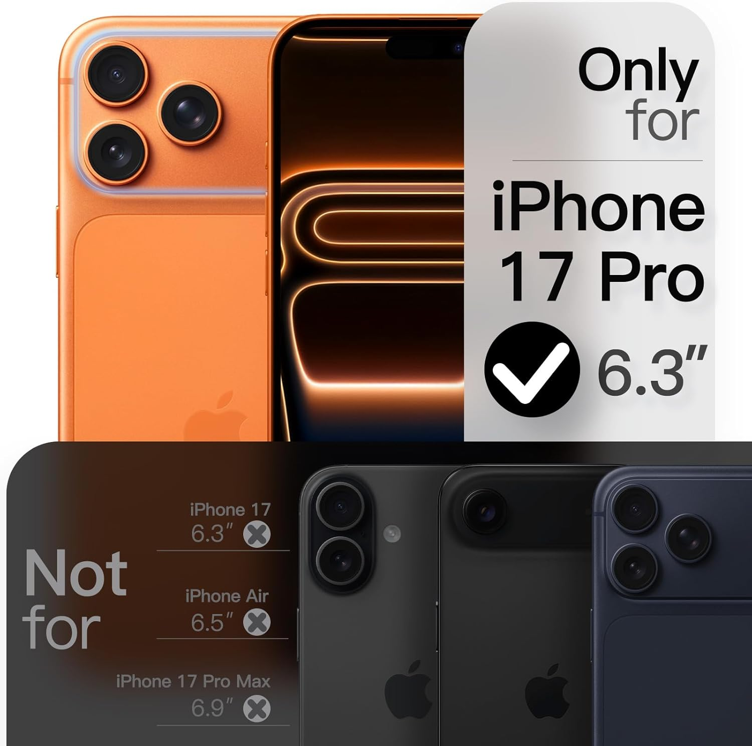 Jetech 360 Degree Rotatable Ring Case for Iphone 17 Pro 6.3-Inch with Camera Control Button, Compatible with Magsafe, Slim Shockproof Phone Cover with Stand & Ring Holder (Orange) - Orange image number 3