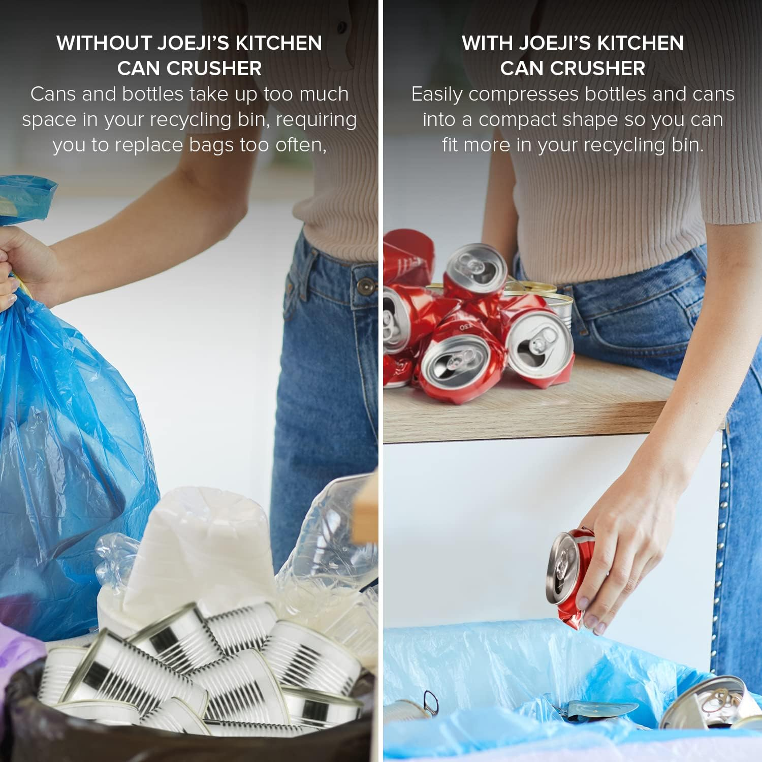 Joeji'S Kitchen Heavy Duty Drink Can Crusher Stainless Steel Can Crusher for Beer Cans Soda Cans Plastic Bottles Wall-Mounted Beer Can Crusher - Grey image number 2