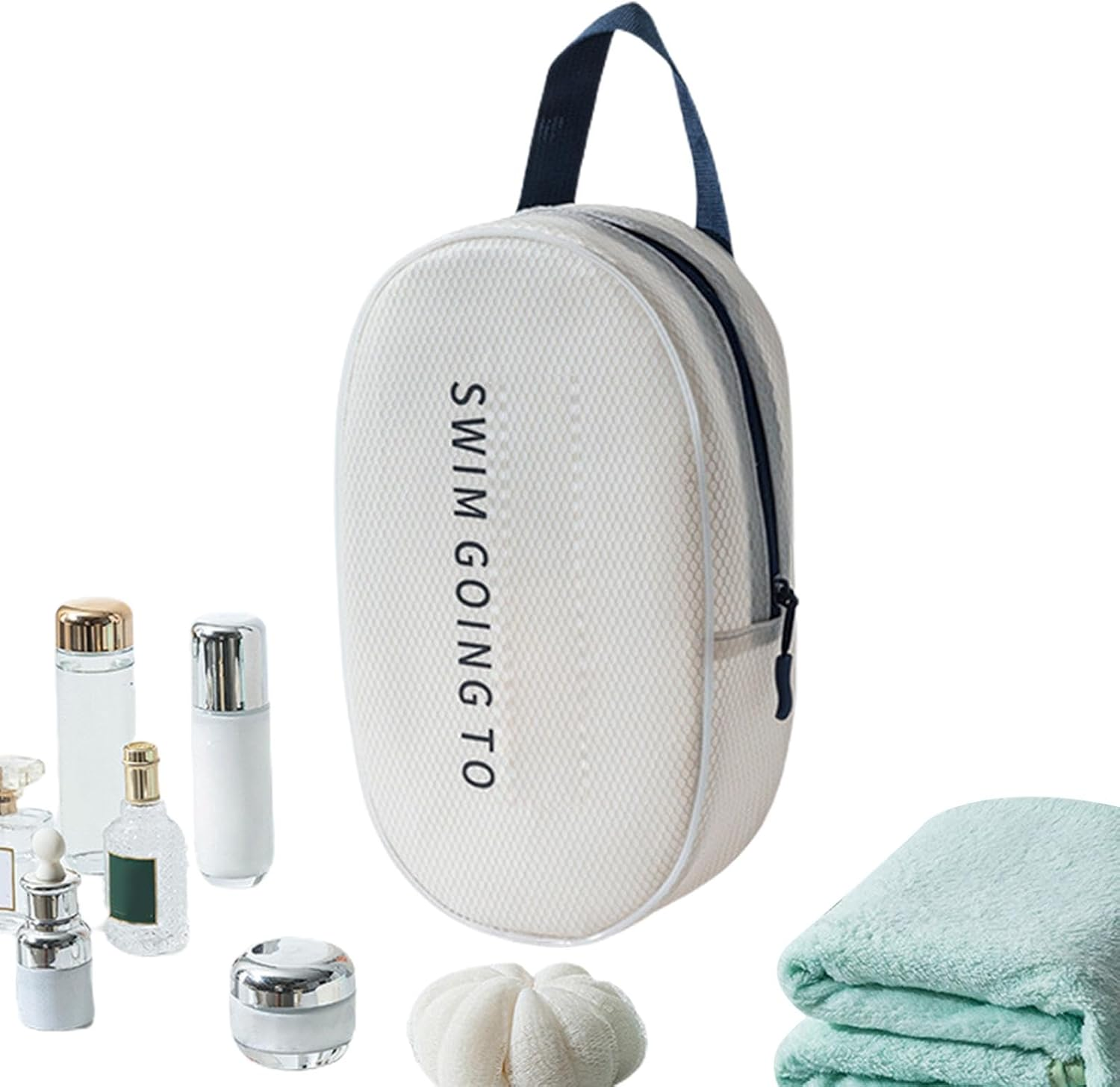 Shurzzesj Beach Bag, Swimming Storage Bag, Modern Beach Bag Water-Resistant Pouch Bag for Beach Pool Boat Groceries Travel, White, M, Unisex image number 3