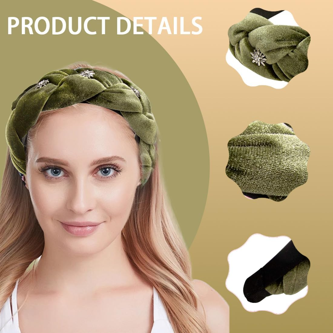 JYNVO Costume Headband Braided with Edelweiss, Oktoberfest Hair Accessories, Wide Padded Headband for Women and Girls image number 2