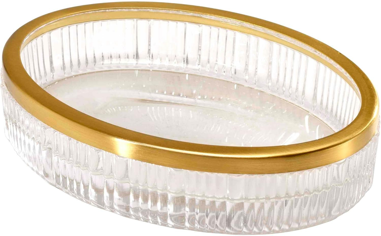 Nicole Miller - Soap Dish, Glass Countertop Accessories, Dorm Room Essentials (Louise Collection, Clear)