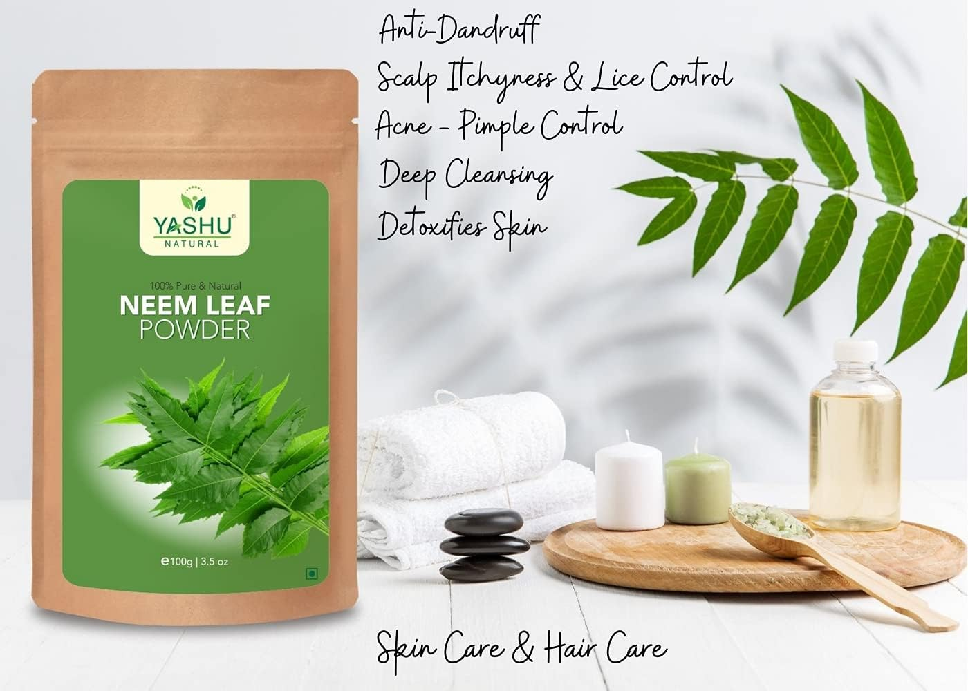 YASHU Pure & Natural Hibiscus & Neem Leaf Powder for Hair & Skin | Combo Pack for Dryness Care (200G) image number 3