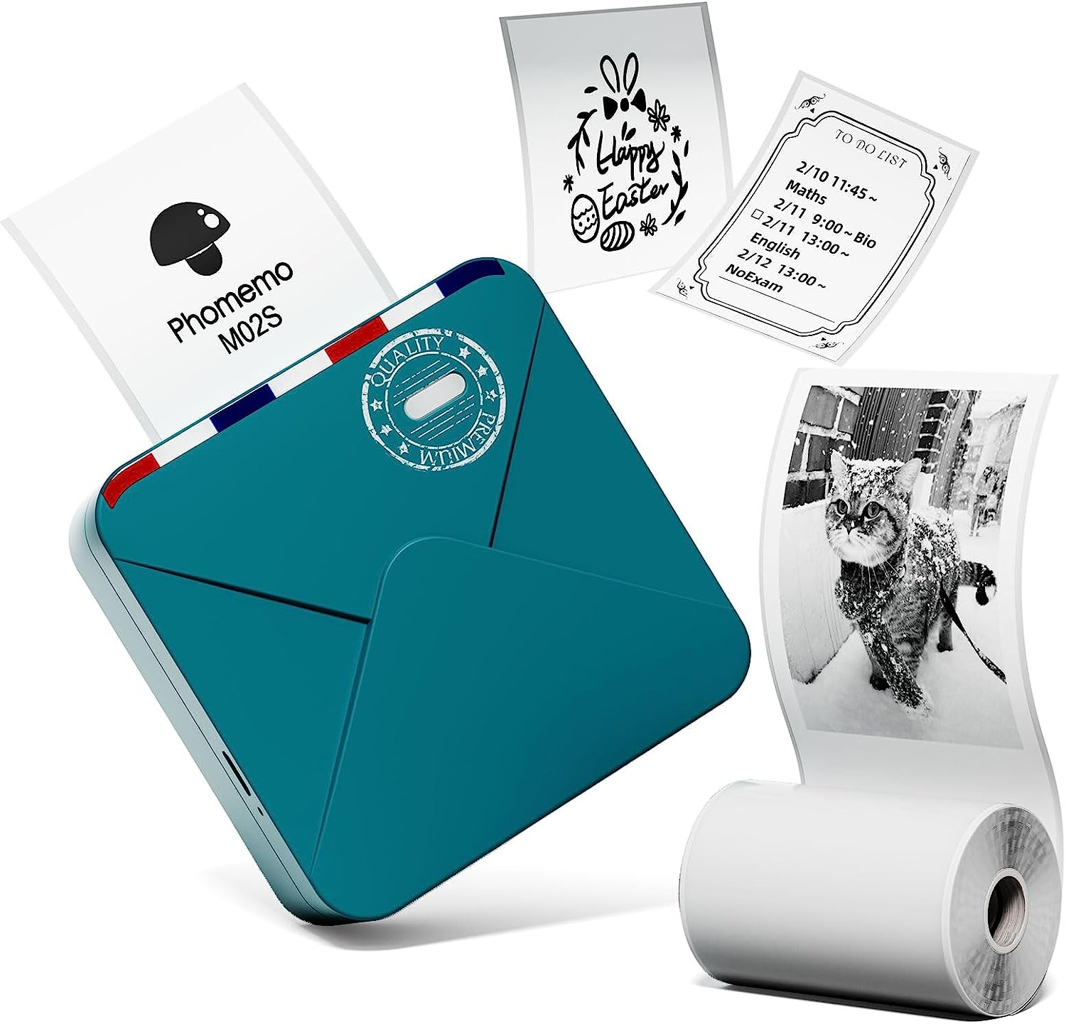 Phomemo M02S 300Dpi High Resolution Print Pod Sticker Printer Portable Mini Pocket Printer Thermal Photo Printer Mobile Printer Sticker Maker for Iphone and Android Phones