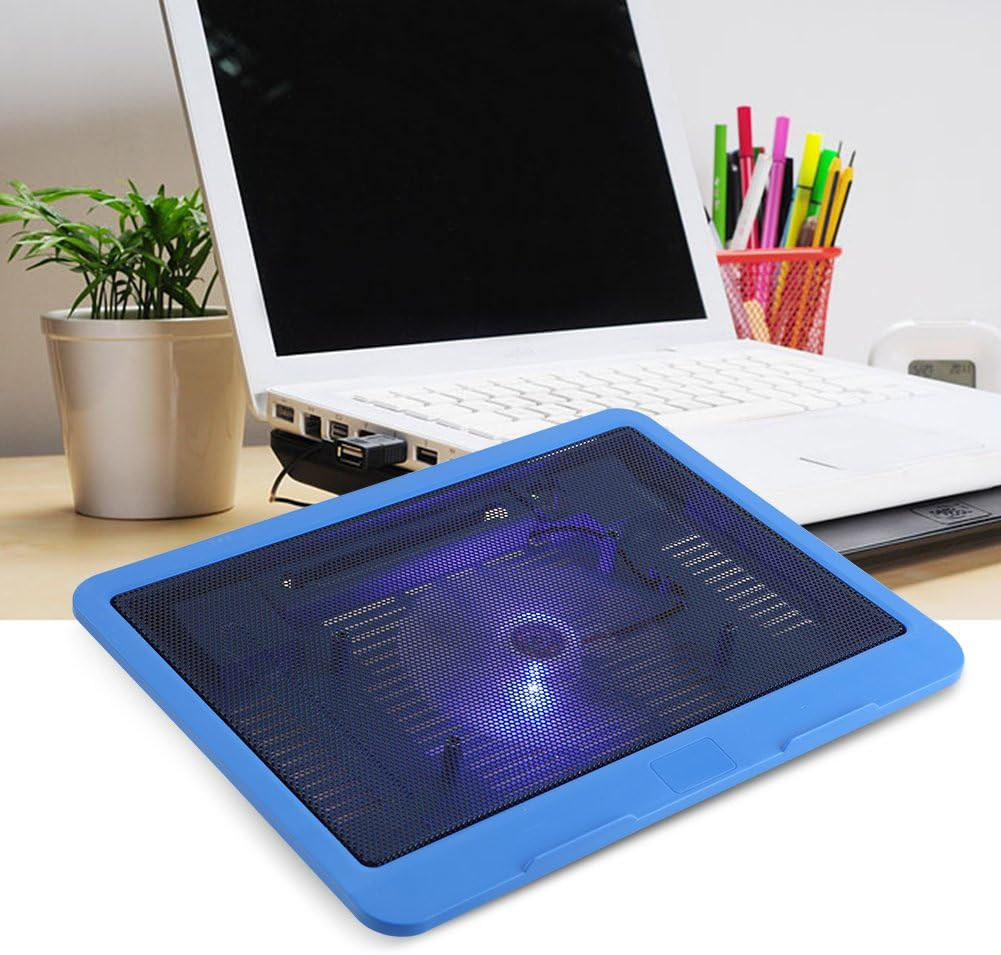 Bewinner Quiet Notebook Cooling Pad Air-Cooled Chill Mat for 14 Inch or Smaller Laptops Adjustable Stand with External Fan Heatsink Blue image number 1