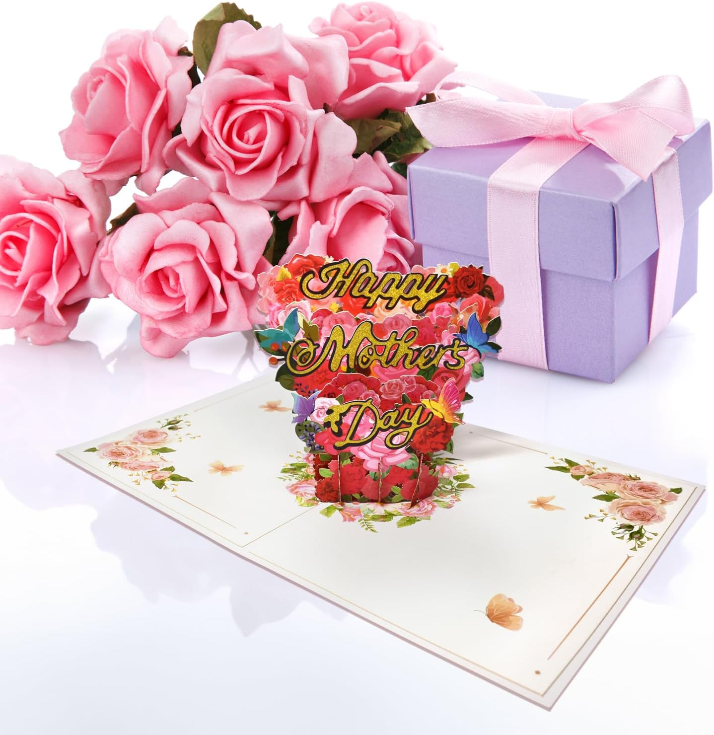 Magic Ants Happy Mother&rsquo;S Day Card - Flower Pop up Card - 3D Pop up Mothers Day Card - Handcrafted 3D Pop up Greeting Card for Her - Mother&rsquo;S Day Love Card - Birthday Card for Mom (Love Garland) image number 3