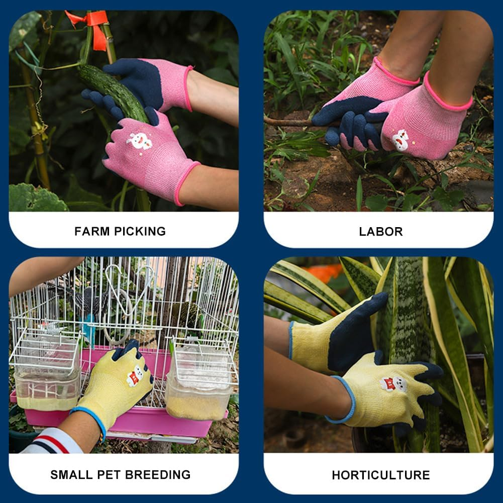 3 Pcs Kids Gardening Gloves for Age 3-9,Childrens Gardening Gloves Kids Work Gloves,Comfortable Toddler Garden Gloves Safety Work Gloves for Boys Girls image number 1