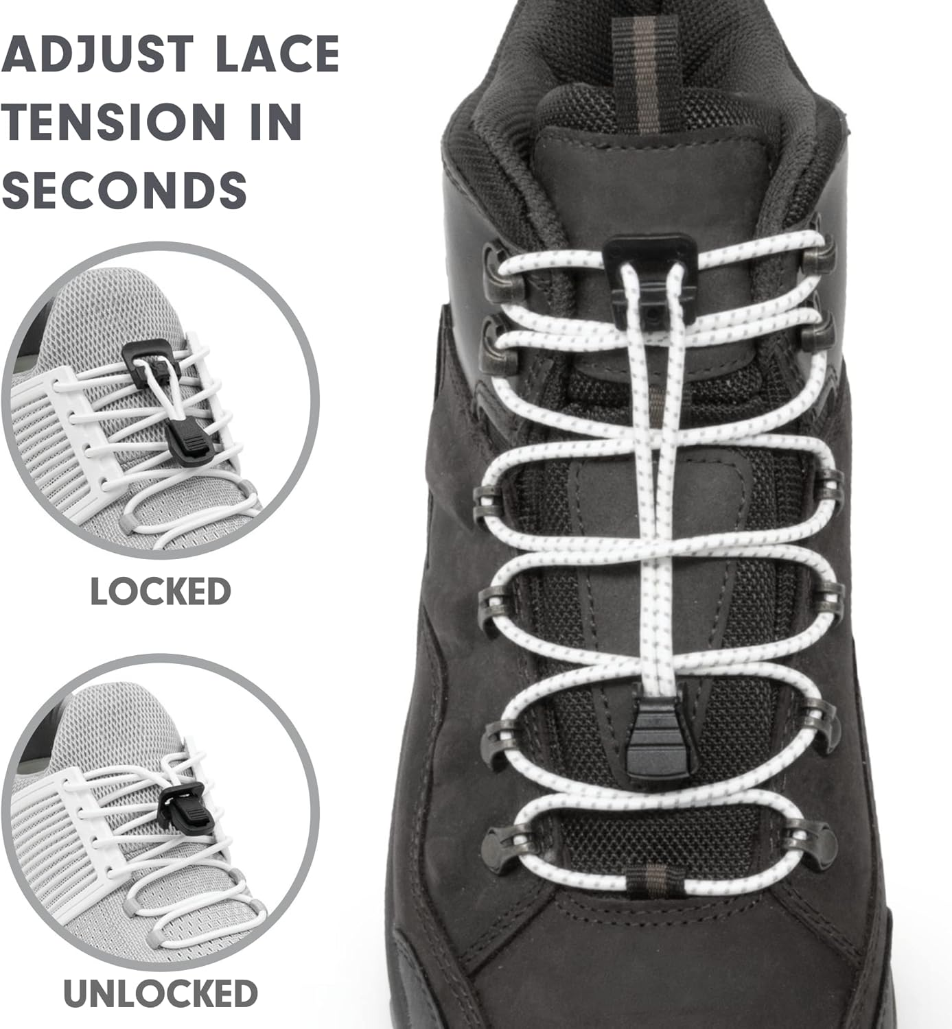 Xpand No Tie Elastic Boot Laces. Hi-Vis Reflective Shoelaces. Ultra Durable for Hiking, Triathletes and Crossfit image number 4