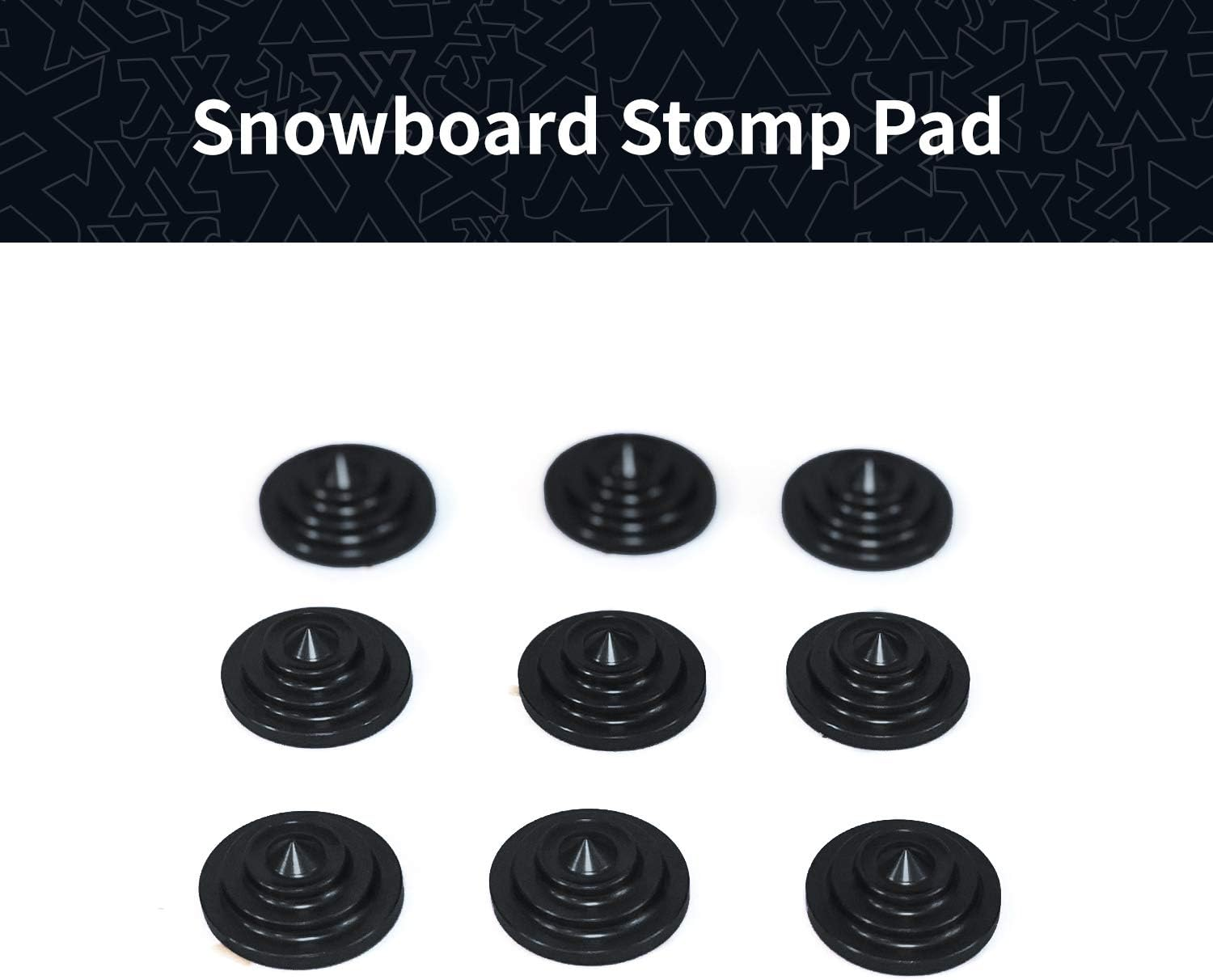 XCMAN 4 Layer-Cone Studs Dia 7.87 Inch Aluminum Snowboard Stomp Pad - 9Pcs image number 2