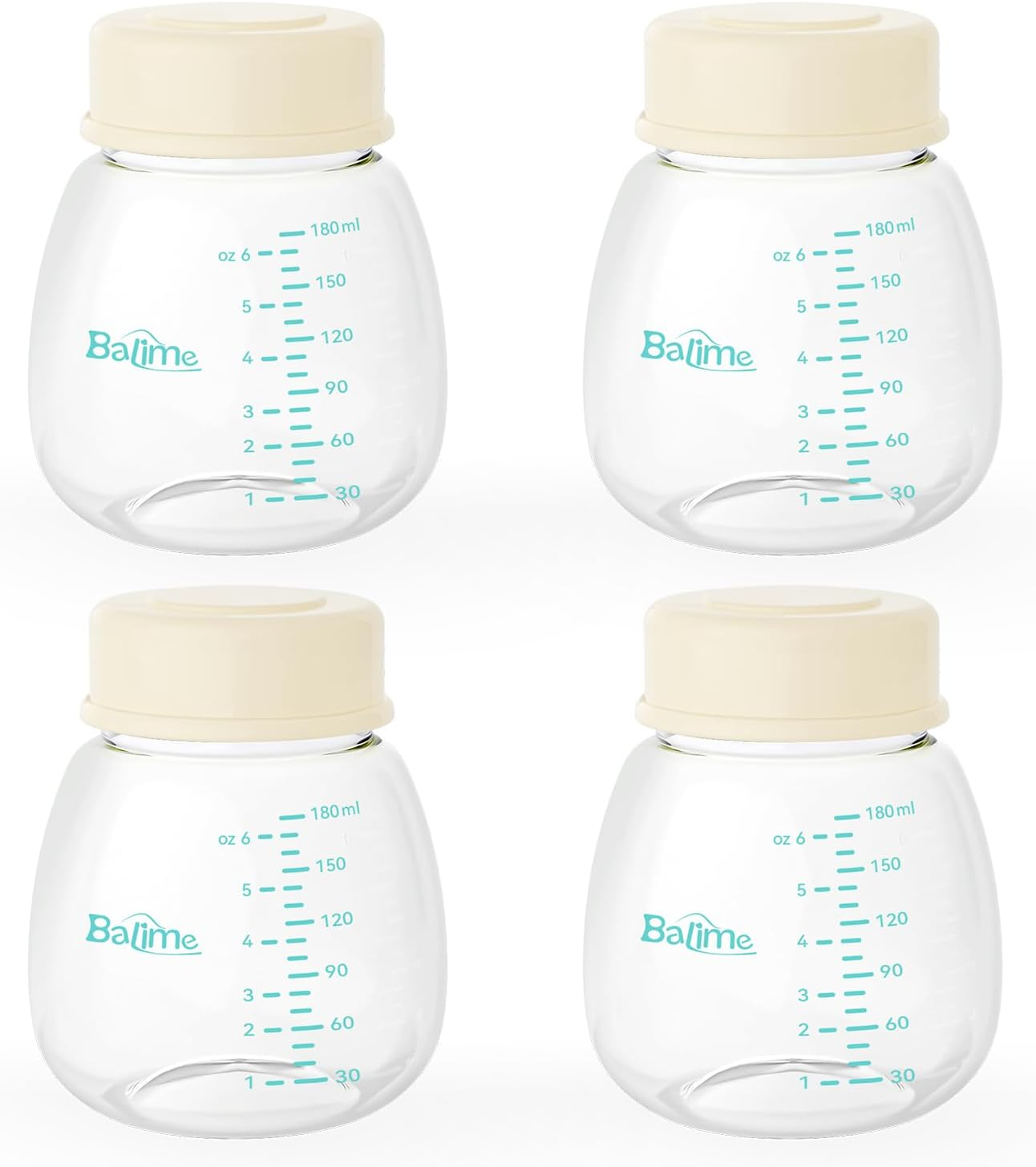 BALIME 6Oz Breast Milk Storage Bottles, Compatible with Spectra Breast Pumps, Bpa-Free, Leak-Proof Design, Dual Use as Breastmilk Storage Containers for Fridge or Freezer（4-Pack） image number 3