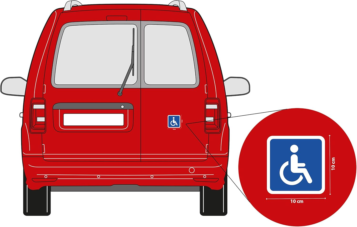Magnetic Sign Wheelchair I Car Sign Carriage of People with Disabilities I Car Magnetic Foil I Incl. 2 Car Stickers I 4 X 4 Inch