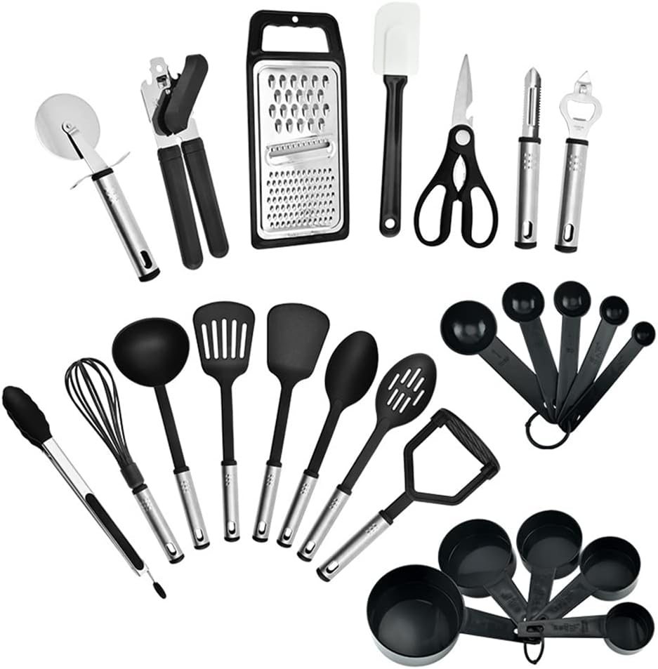 Kitchen Utensil Set Silicone Cooking Utensils Kitchen Gadgets Spoons for Nonstick Cookware-Silicone and Stainless Steel Spatula Set Best Kitchen Tools Useful Pots and Pans Accessories image number 4