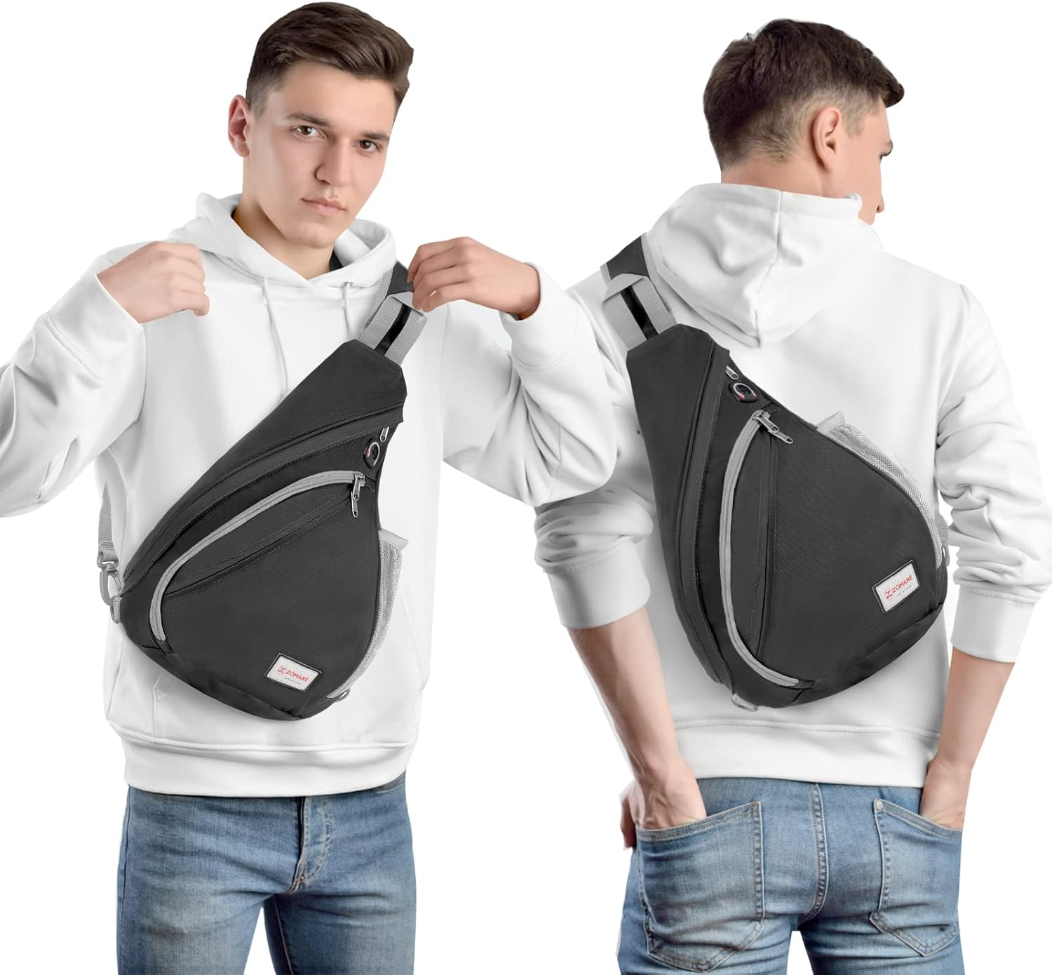 ZOMAKE Sling Bag,Crossbody Backpack - Lightweight Chest Shoulder Bag for Travel Hiking Sport,Waterproof Sling Daypack for Men & Women image number 3