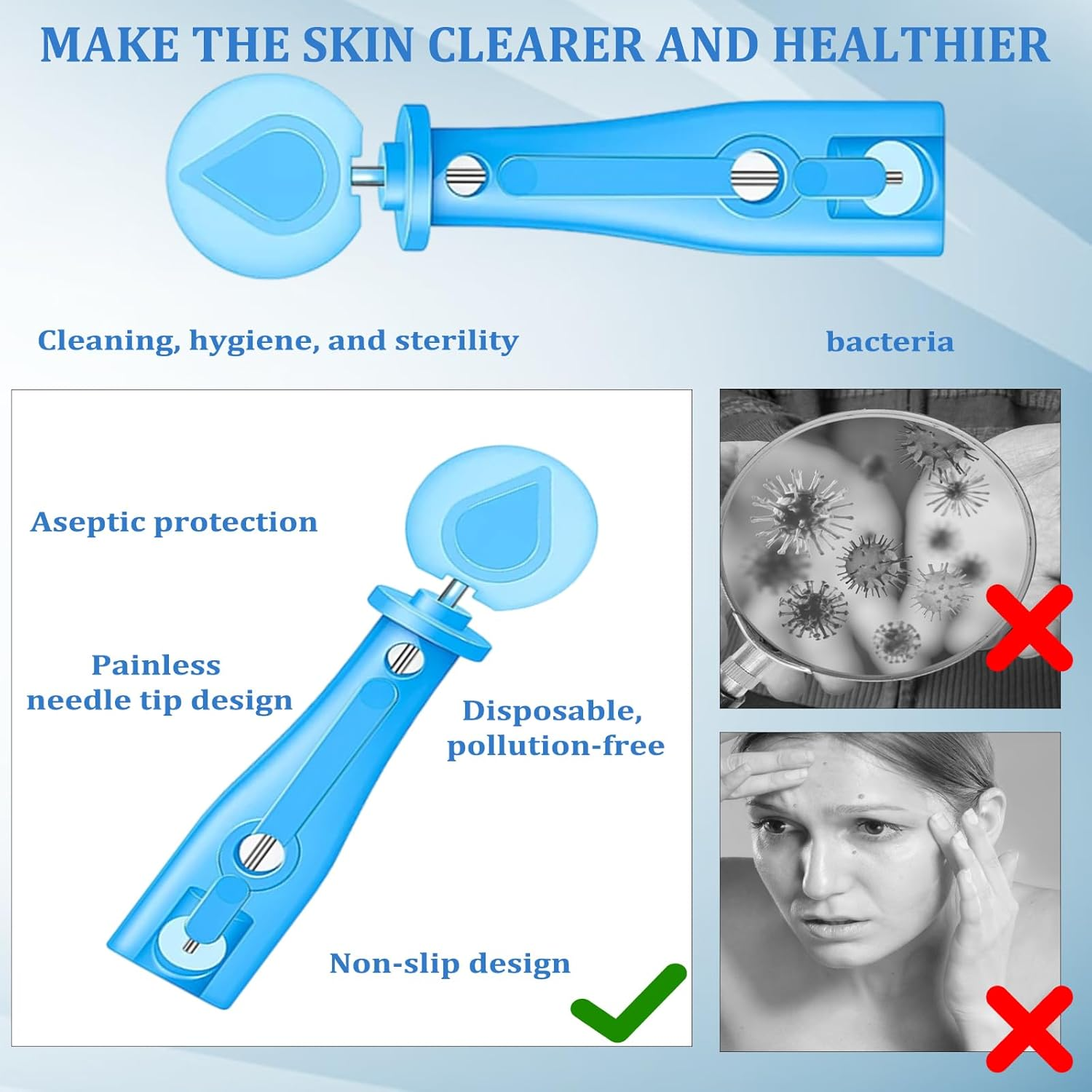 100 Pieces Blackhead Remover Tool, 2 Boxes Pimple Popper Kit, Skin Care Tools for Blackhead and Pimple Removal, Skin Control and Care Essentials image number 4