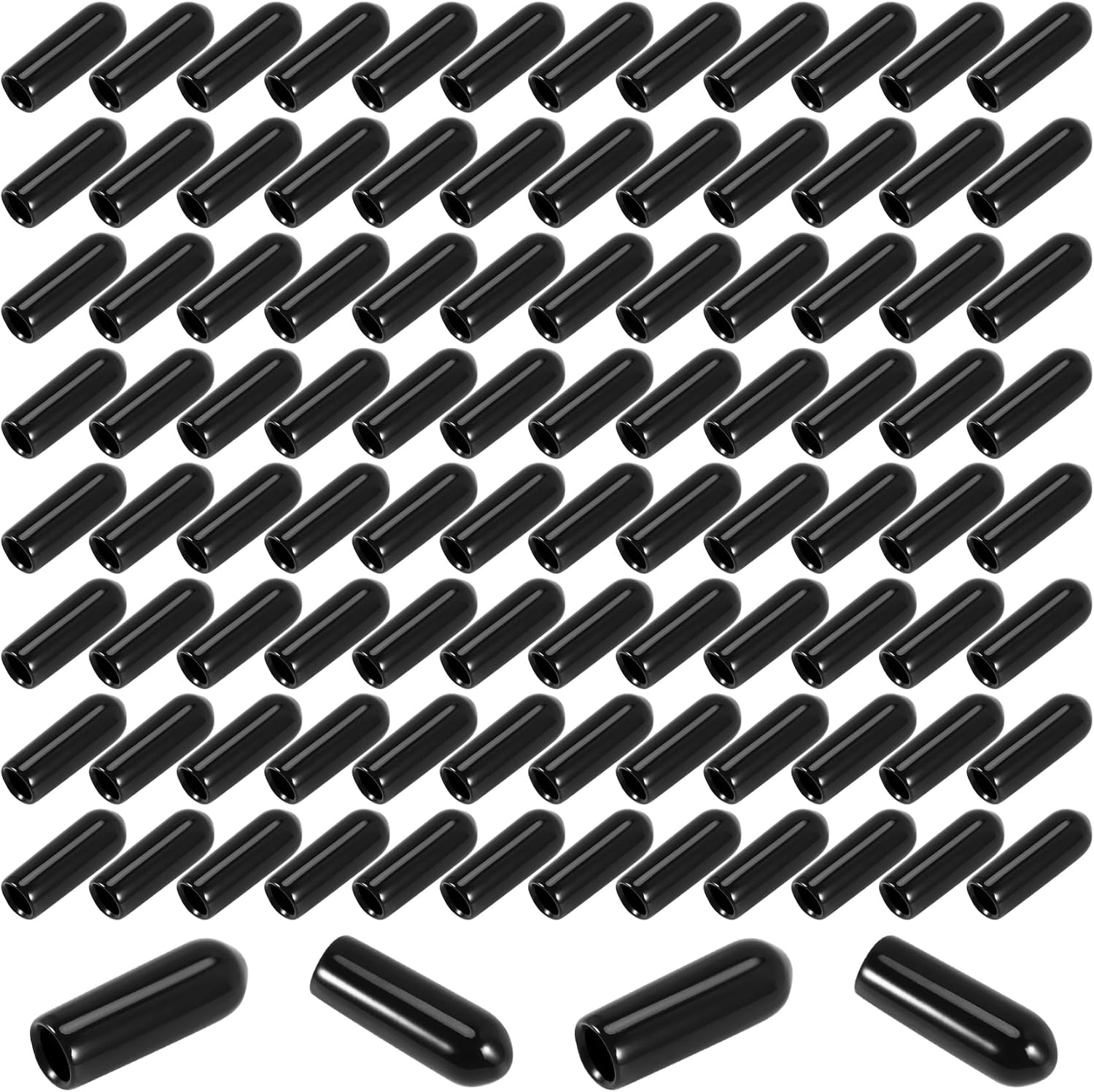 Ceahoify 100Pcs Rubber End Caps 4Mm ID PVC round Tube Bolt Cap Cover Screw Thread Protectors Black image number 5