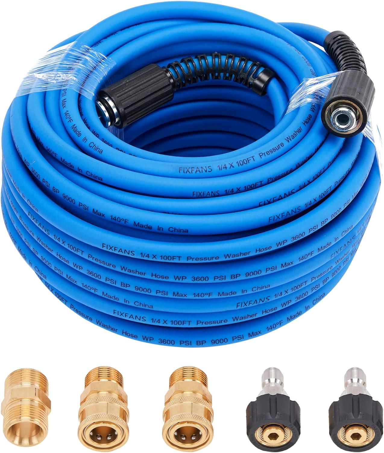 Pressure Washer Hose &ndash; 1/4" X 100 FT High Power Washer Extension Hose &ndash; Kink & Wear Resistant High Pressure Hose for Replacement &ndash; Compatible with M22 Fittings &ndash; 3600PSI image number 6