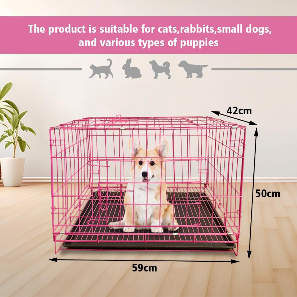 Medium Reinforced Pet Cage for Keeping Pets Outdoors, Metal Folding Pet Cage with Lid, Length 59 Cm, Width 42 Cm, Height 50 Cm image number 4