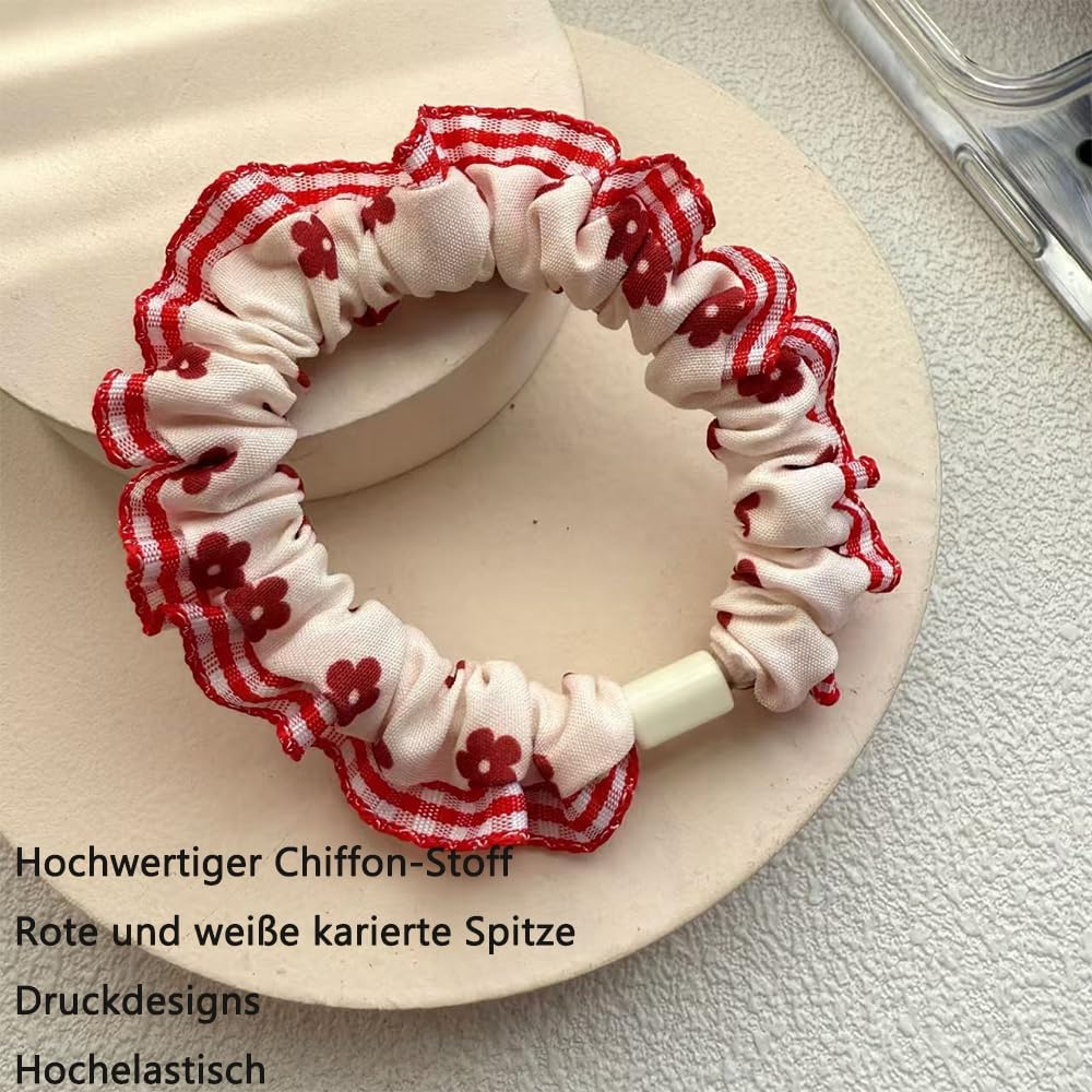 Hair Scrunchie with Bow, Satin Silk Bowknot Hair Bobbles, Ponytail Holder, Elastic Velvet Hair Band, Silk Scarf, Rabbit Ears Shape for Women (Style C, Pack of 4) image number 6