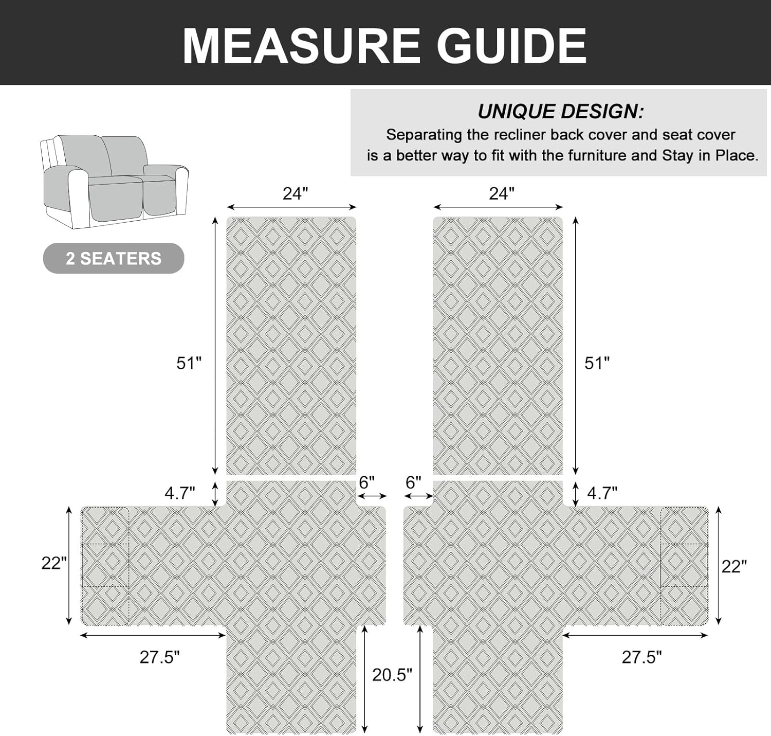 Genina Waterproof Loveseat Recliner Cover Non-Slip, Sofa Cover for Reclining Couch 2 Seat, Washable Couch Cover Loveseat Furniture Protector Cover for Pets Dogs Kids (Camel, Recliner Loveseat) image number 4